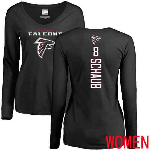 Atlanta Falcons Black Women Matt Schaub Backer NFL Football #8 Long Sleeve T Shirt->nfl t-shirts->Sports Accessory
